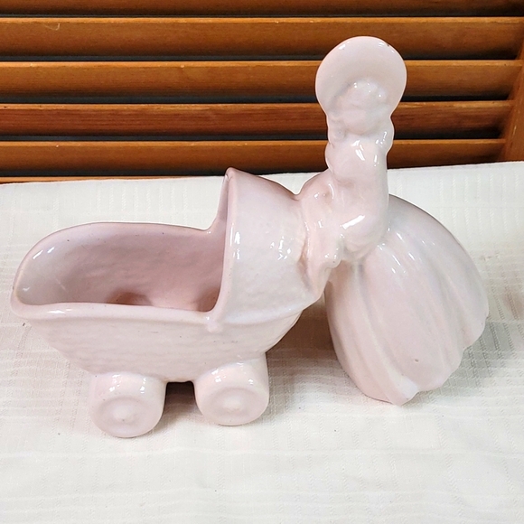 Vintage Ceramic Baby Carriage Planter
